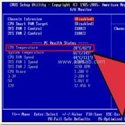 Allowable temperature of the processor, video card and other components